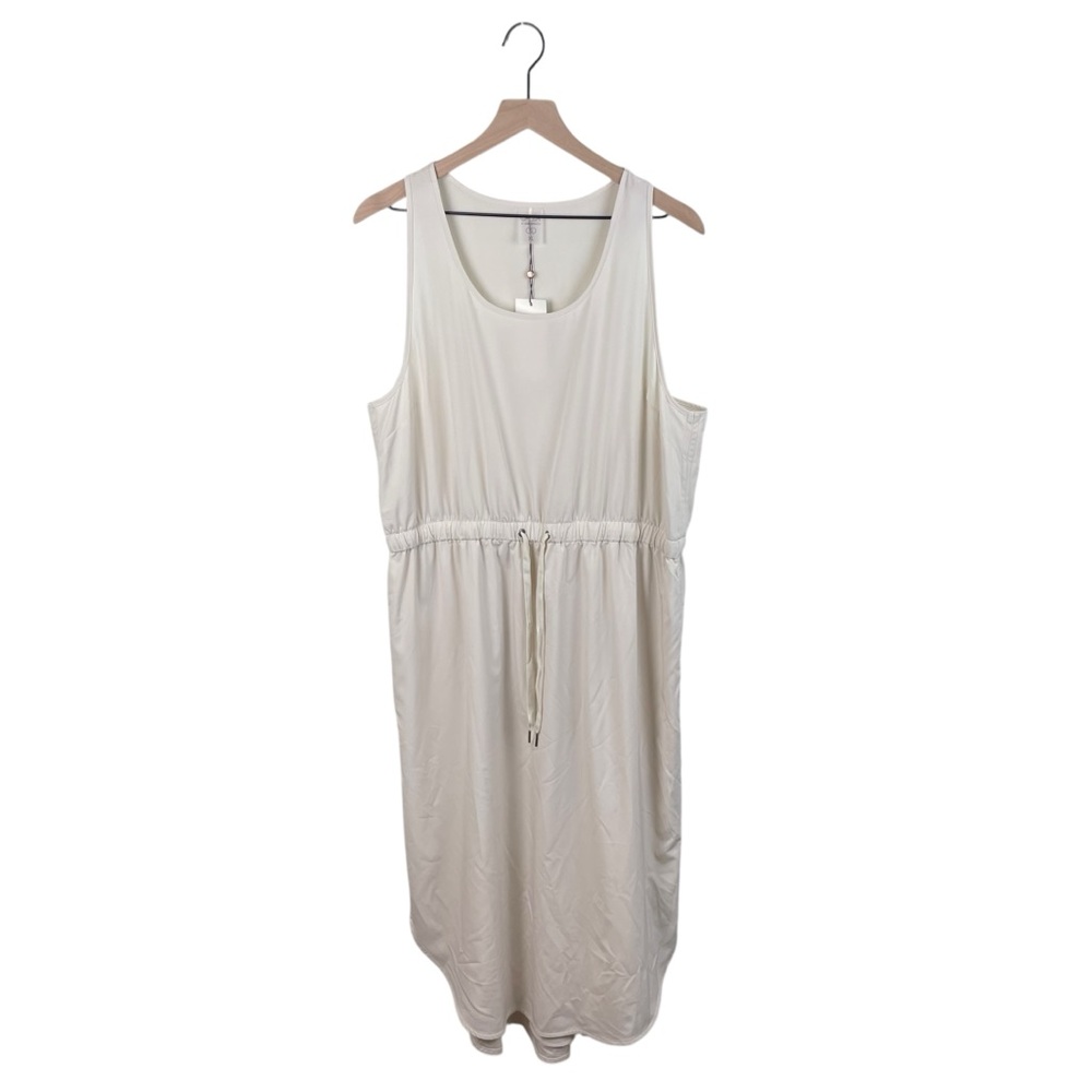 NEW Calia Racerback Midi Dress Birch Women's Size XL Drawstring Waist Athleisure - Picture 2 of 10